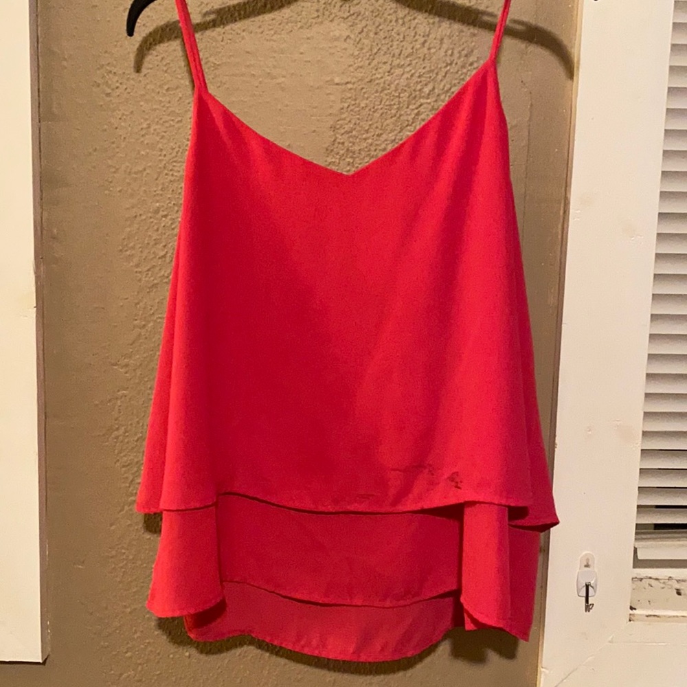 Hot pink flowy tank top v neck